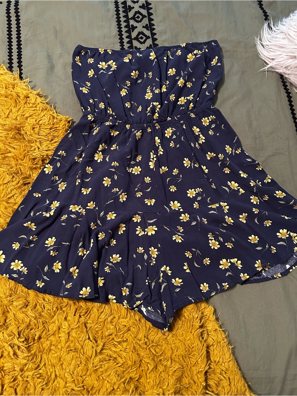 Justify Navy Romper with Yellow Floral Print